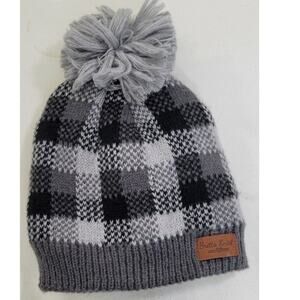 Britt's Knits Hat Sweater Weather Pom Hat Sherpa Lined Checkered Plaid Beanie